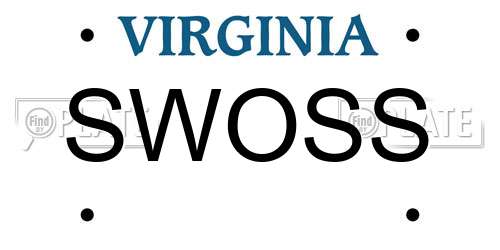 SWOSS Virginia License Plate