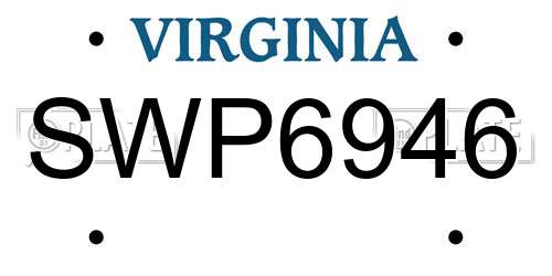 SWP6946 Virginia License Plate