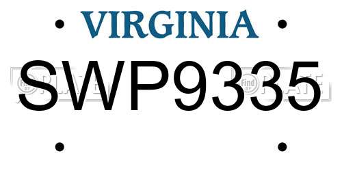 SWP9335 Virginia License Plate