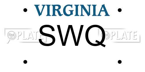 SWQ Virginia License Plate