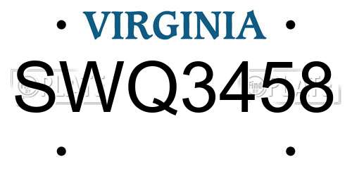 SWQ3458 Virginia License Plate