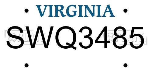 SWQ3485 Virginia License Plate