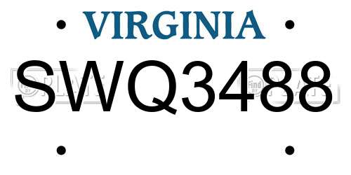 SWQ3488 Virginia License Plate