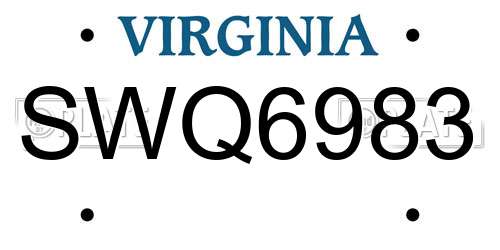 SWQ6983 Virginia License Plate