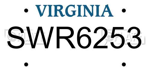 SWR6253 Virginia License Plate