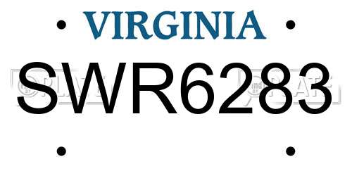 SWR6283 Virginia License Plate