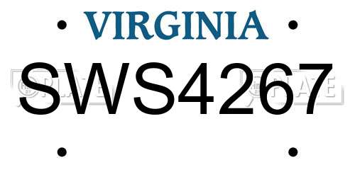 SWS4267 Virginia License Plate