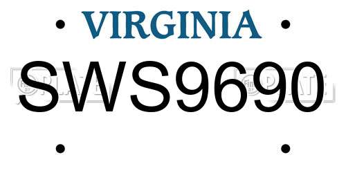 SWS9690 Virginia License Plate