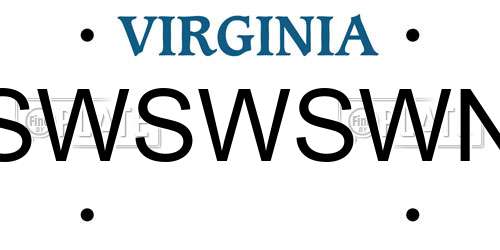 SWSWSWN Virginia License Plate