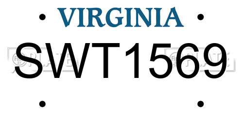 SWT1569 Virginia License Plate
