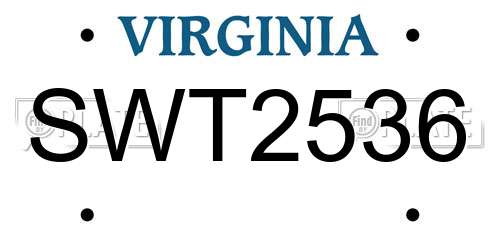 SWT2536 Virginia License Plate