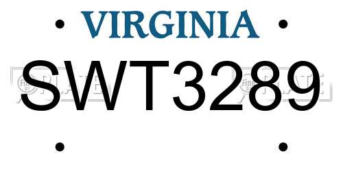SWT3289 Virginia License Plate