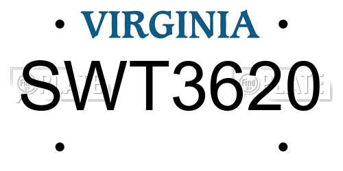 SWT3620 Virginia License Plate