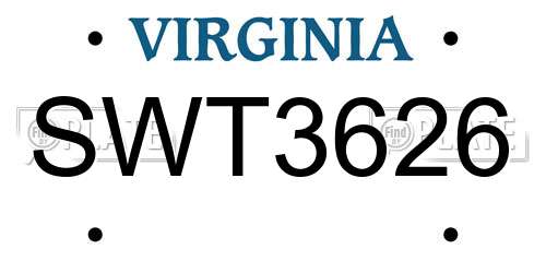 SWT3626 Virginia License Plate