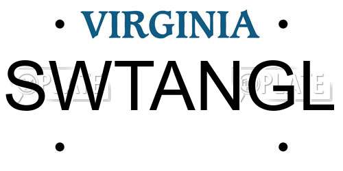 SWTANGL Virginia License Plate