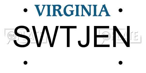 SWTJEN Virginia License Plate