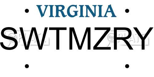 SWTMZRY Virginia License Plate