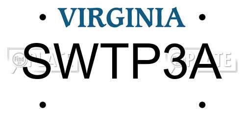 SWTP3A Virginia License Plate