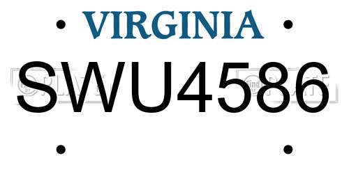 SWU4586 Virginia License Plate