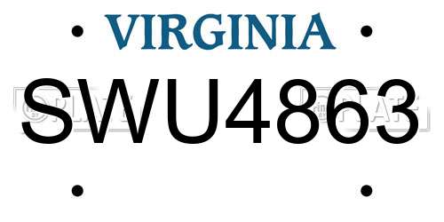 SWU4863 Virginia License Plate