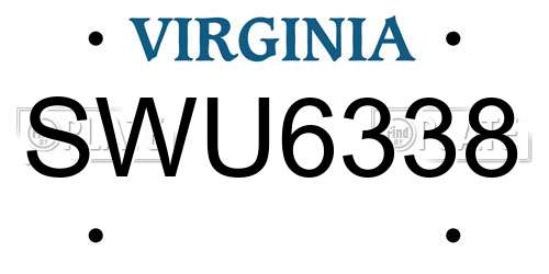 SWU6338 Virginia License Plate