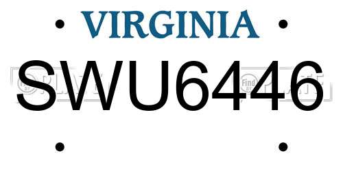 SWU6446 Virginia License Plate