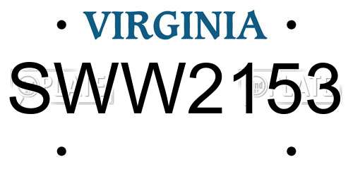 SWW2153 Virginia License Plate