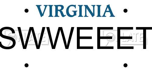 SWWEEET Virginia License Plate