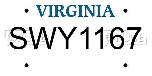 SWY1167 Virginia License Plate