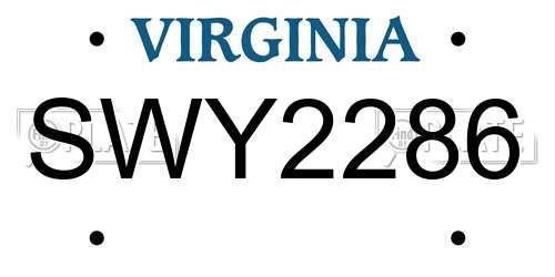 SWY2286 Virginia License Plate