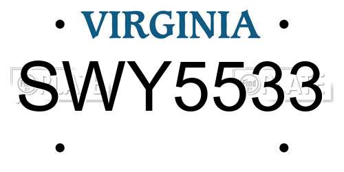 SWY5533 Virginia License Plate