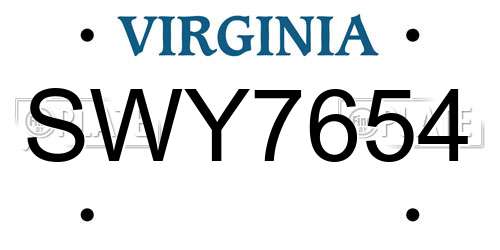 SWY7654 Virginia License Plate