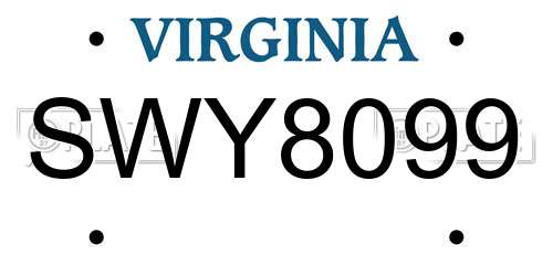 SWY8099 Virginia License Plate
