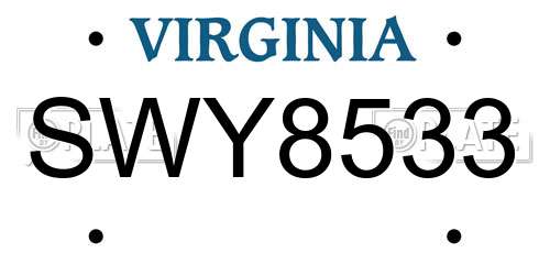 SWY8533 Virginia License Plate