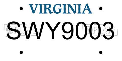 SWY9003 Virginia License Plate