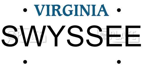 SWYSSEE Virginia License Plate