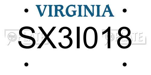 SX3I018 Virginia License Plate