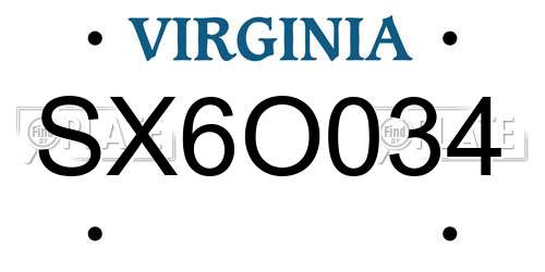 SX6O034 Virginia License Plate