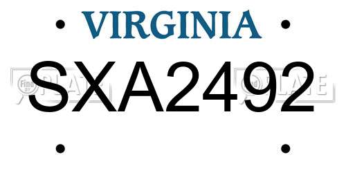 SXA2492 Virginia License Plate