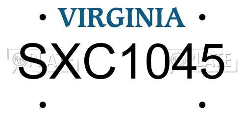 SXC1045 Virginia License Plate
