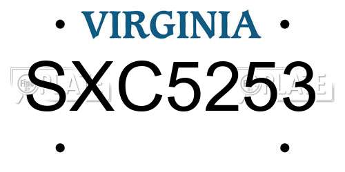SXC5253 Virginia License Plate