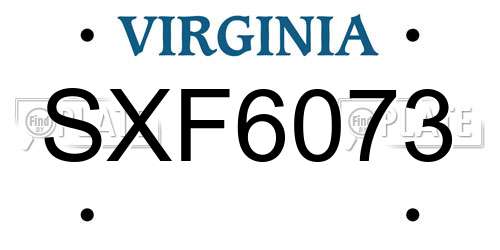 SXF6073 Virginia License Plate