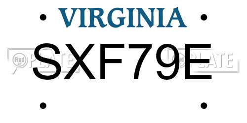 SXF79E Virginia License Plate