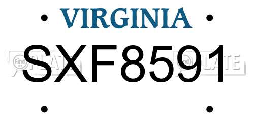 SXF8591 Virginia License Plate