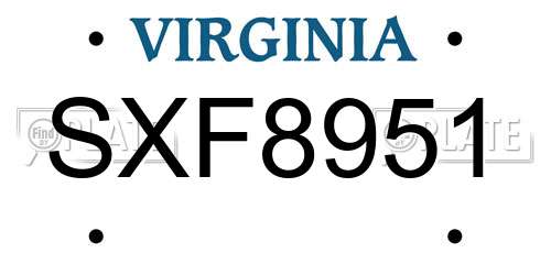 SXF8951 Virginia License Plate