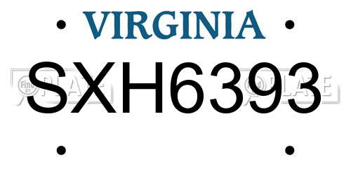 SXH6393 Virginia License Plate