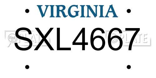SXL4667 Virginia License Plate