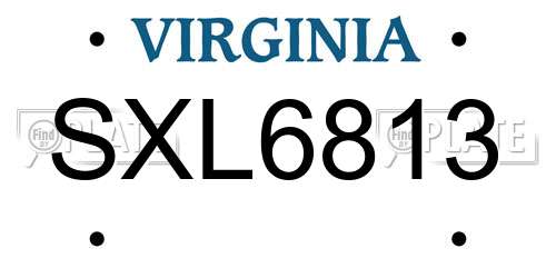 SXL6813 Virginia License Plate