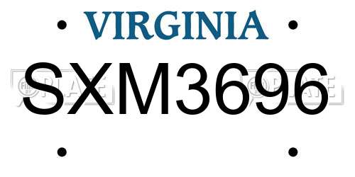 SXM3696 Virginia License Plate