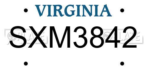 SXM3842 Virginia License Plate